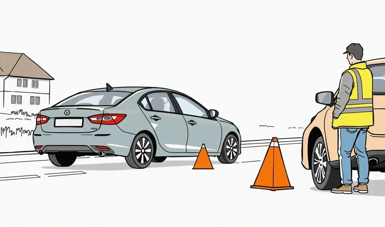 Vodič vypĺňa tlačivo správy o nehode na kapote poškodeného automobilu