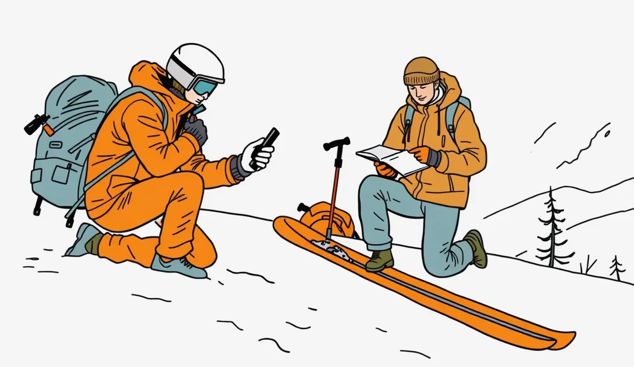 Zasnežená zjazdovka s vyznačeným okrajom pre skialpinistov a lyžiarov