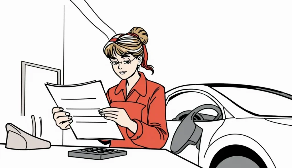 Technik v autoservise porovnáva poškodený diel karosérie s novým náhradným dielom