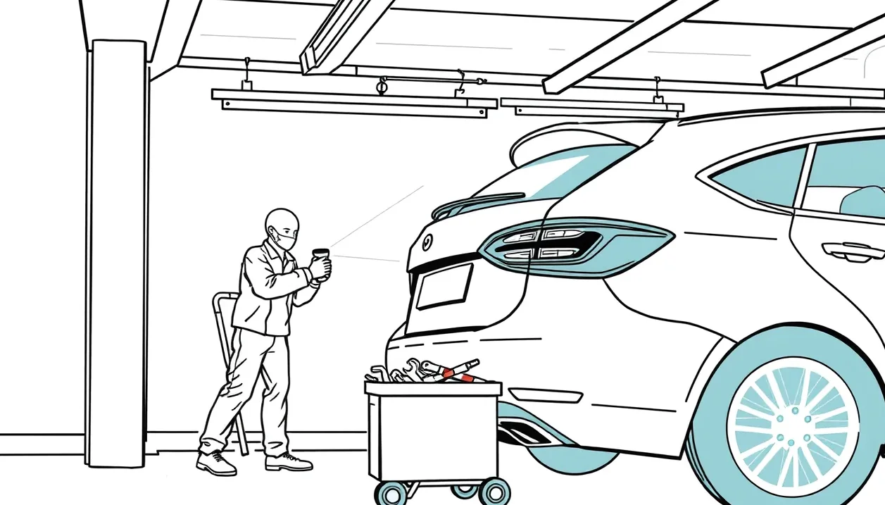 Detail zadných svetiel amerického automobilu pred úpravou na európske normy