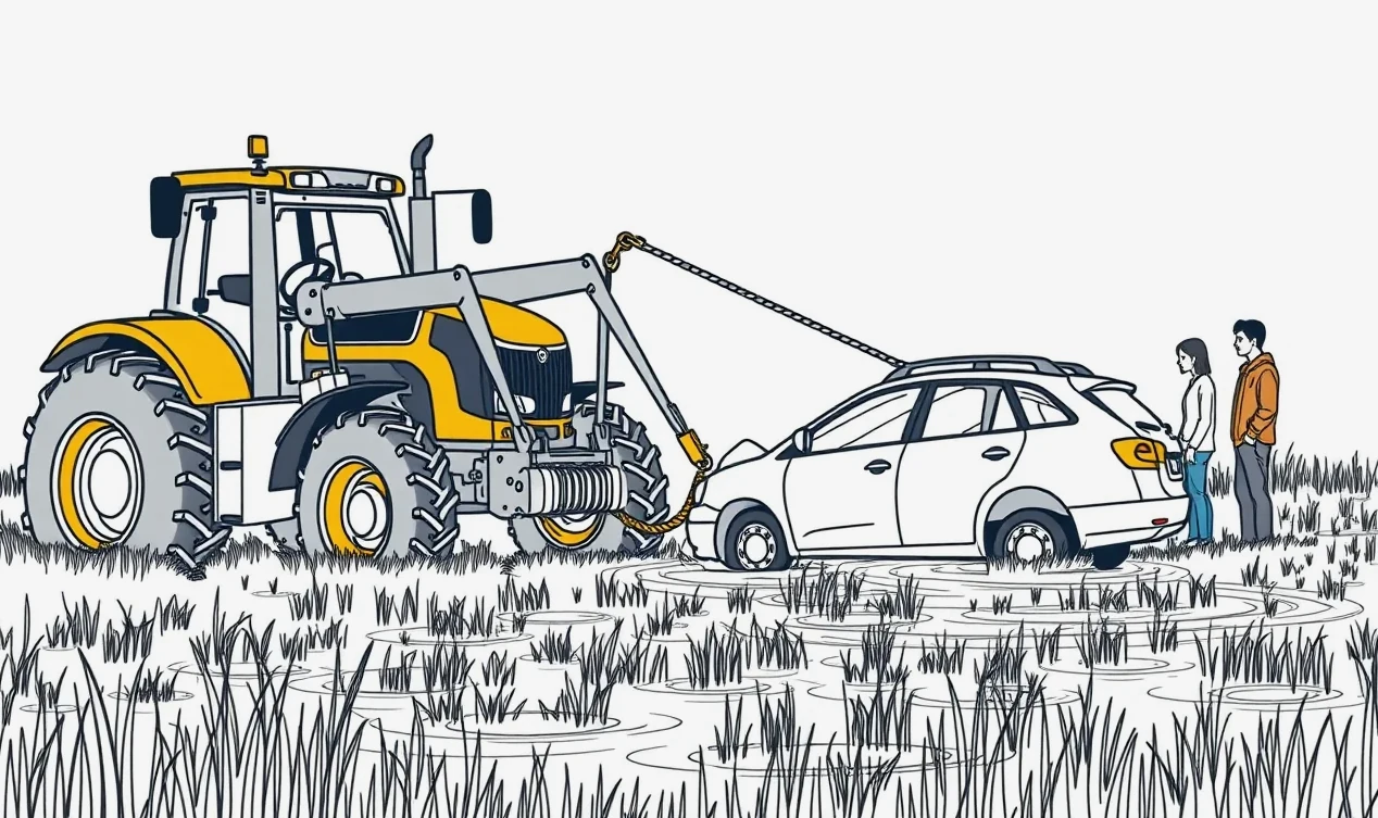 Pohľad na poškodený spodný kryt motora a výfukové potrubie auta