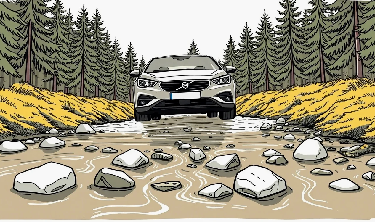 Terénne odťahové vozidlo vyťahujúce zapadnutý automobil z rozmočenej lúky