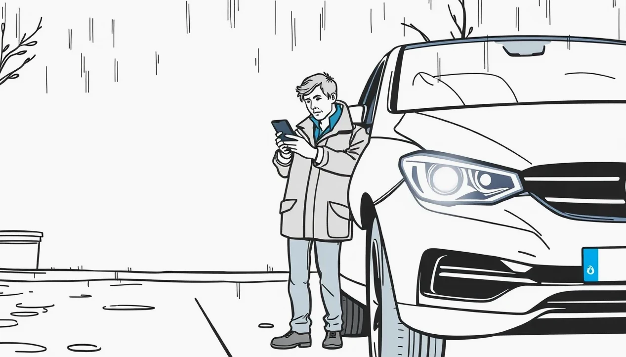 Obhliadka poškodeného blatníka a predného nárazníka technikom v autoservise