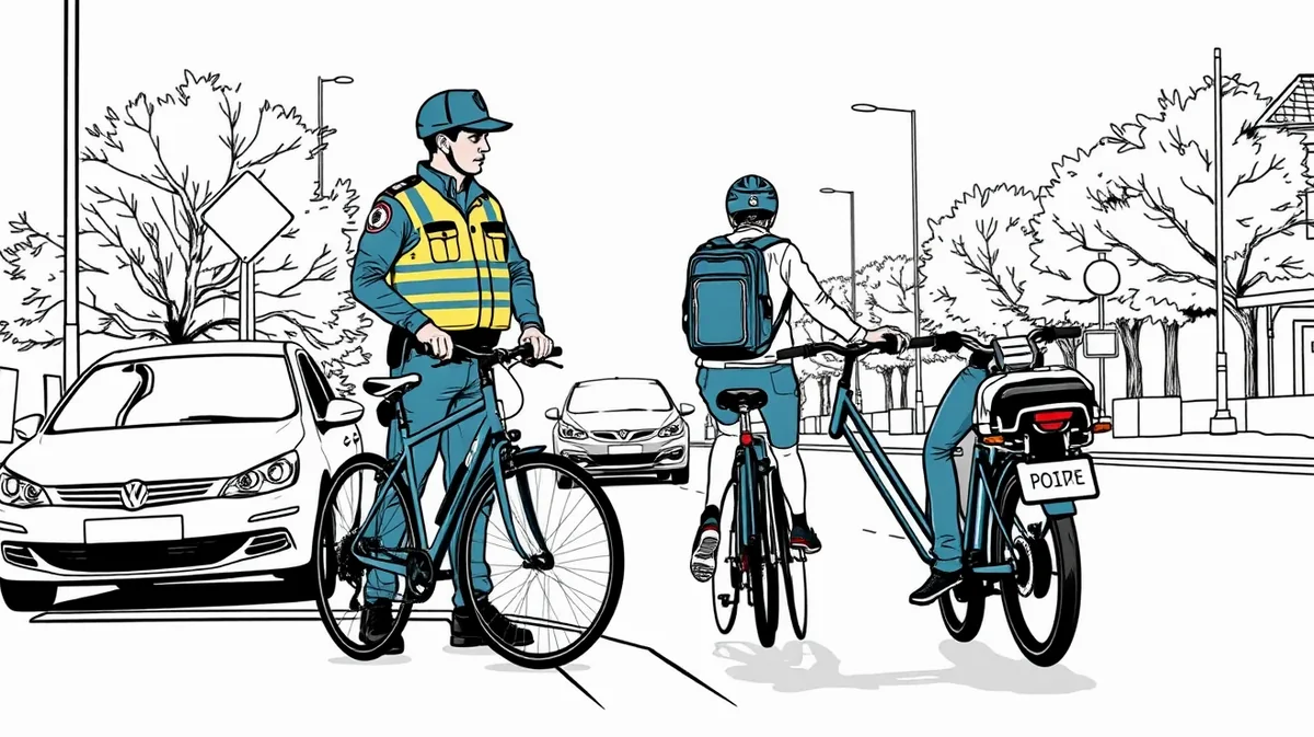 Cyklista vypĺňa záznam o dopravnej nehode po kolízii na cyklochodníku