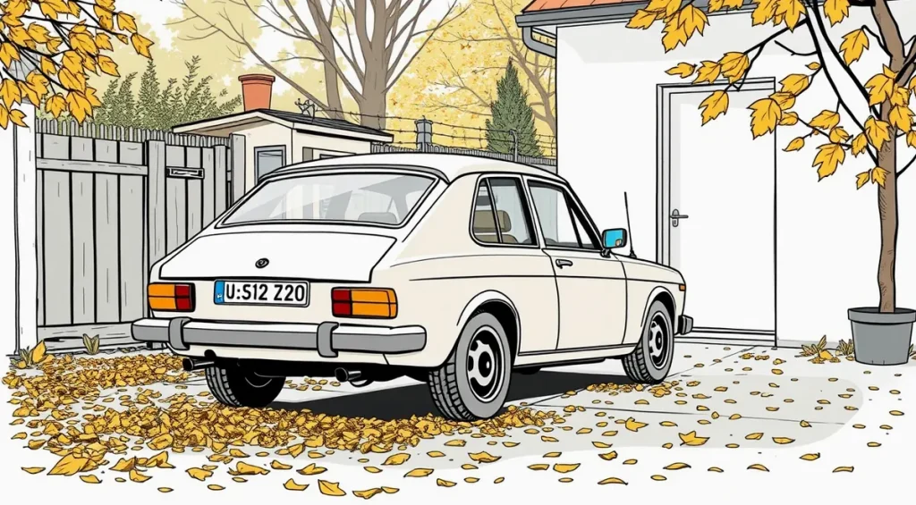 Mladý vodič kontroluje poškodené auto pri zvodidlách po šmyku