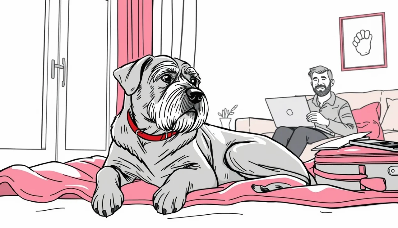 Veterinárny lekár vyšetruje ležiaceho psa na klinike v zahraničí
