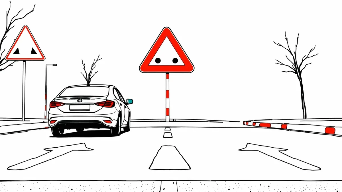 Automobil so zahraničným evidenčným číslom odstavený na okraji kruhovej križovatky