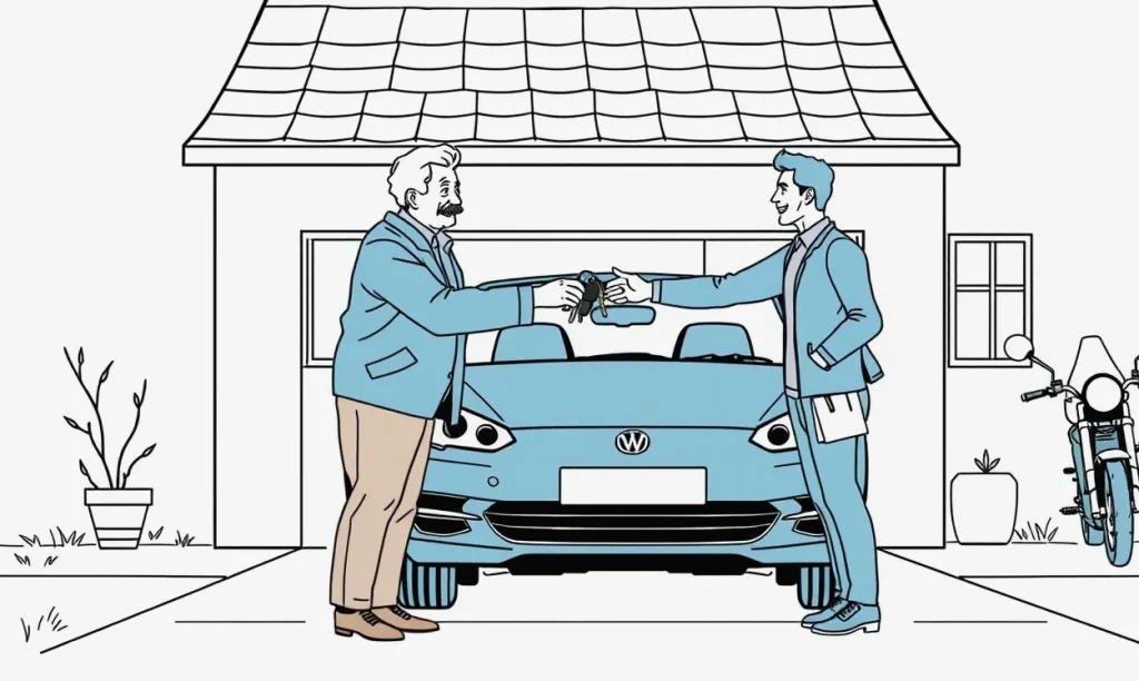 Starší muž sedí za stolom a kontroluje predpis poistného za auto