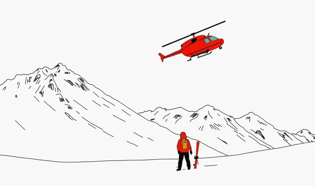 Snowboardista stojaci na zasneženom svahu s výhľadom na horské štíty